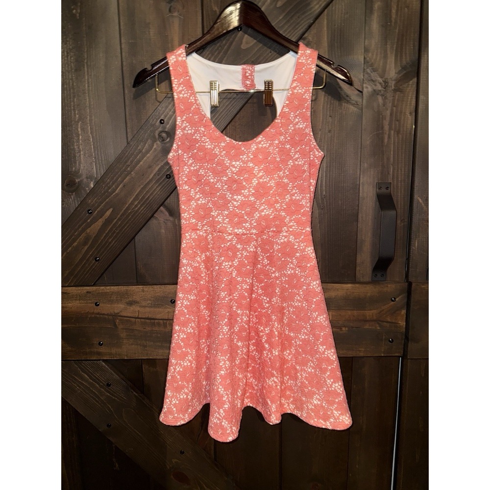 Wet Seal Y2K Juniors Women's Dress Small S‎ Coral Floral Lace